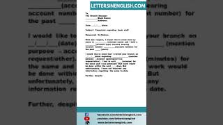 Complaint Letter to Bank Manager About Irresponsibility of Employee [upl. by Jervis]