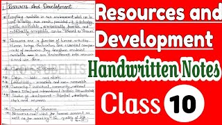 Resources and Development Class 10  CBSE Geography Class 10 chapter 1  handwritten notes [upl. by Anatollo885]