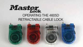 Operating the Master Lock 4605D Retractable Cable Lock [upl. by Ialda]