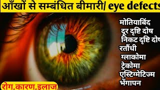 आंखों की बीमारियां Eye DiseasesEye Defects And Diseases In Hindi ncertनेत्र रोग [upl. by Susan]