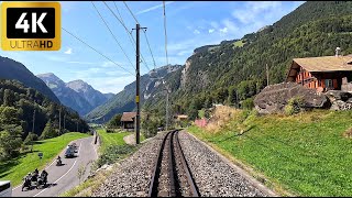 Cab Ride  Grindelwald to Interlaken Switzerland  Train Driver view  4k 60p uhd video [upl. by Siduhey]