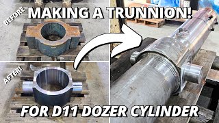 Making a NEW Trunnion for BIG D11T Bulldozer  Machining amp Welding [upl. by Enneyehs397]