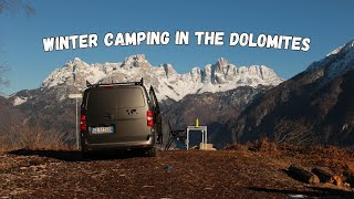 Winter camping in the Dolomites with my Golden Retriever  Living in my van [upl. by Amalee]