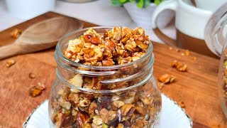 Délicieux Granola Fait Maison  Sans Sucre Ajouté et Sans Four  Recette Rapide [upl. by Bernhard]