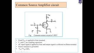 Lec 10 Common Source JFET amplifier [upl. by Katzman]