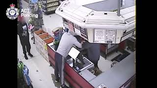 Alleged daylight robbery of Narrabundah grocery caught on camera [upl. by Vivica273]