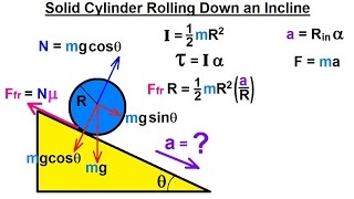 Physics 131 Moment of Inertia Application 3 of 11 Solid Cylinder Rolling Down an Incline [upl. by Frost]