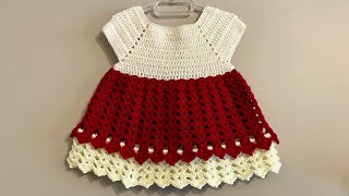 Super Easy and Beautiful Crochet Dress  0  12 Months  Crochet Baby Dress Tutorial [upl. by Sauder82]