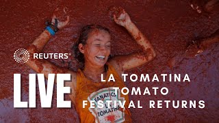 LIVE La Tomatina tomato fight festival returns [upl. by Namlas]