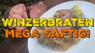 Winzerbraten vom Grill  mega saftiger Braten mit einer geilen ZwiebelWeinSauce [upl. by Odlabu307]