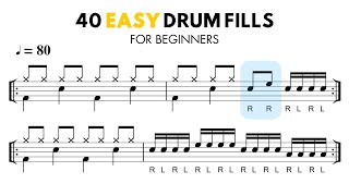 40 Easy Drum Fills for Beginners — PlayAlong Exercises 🥁 [upl. by Kiker]