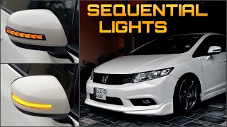 Installing Sequential Side Mirror Indicator Lights in Honda Civic [upl. by Akemor936]