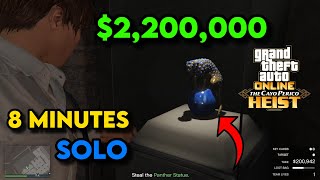 8 Minute Cayo Perico Heist Solo 2200000 Panther Statue Longfin Approach  GTA Online [upl. by Nade117]