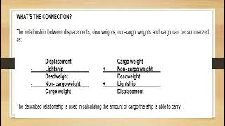 Displacement DeadweghtLightshipNCW [upl. by Bethesde]