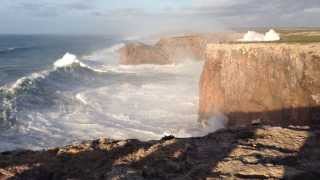 Hercules 2014 Huge waves in Sagres Portugal Cabo São Vicente 6114 [upl. by Milak590]