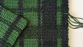 Crochet Black and Green Plaid Blanket [upl. by Gildus]