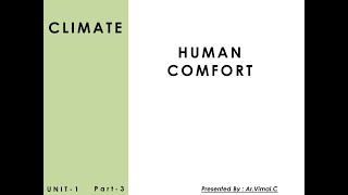 UNIT ONE part 3 CRA Climate and Human Thermal Comfort [upl. by Ayaros]