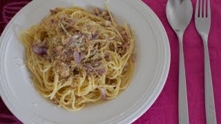 Ricetta pasta veloce con tonno in scatola spaghetti alla carbonara con tonno [upl. by Asilenna]