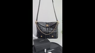 Chanel Supple Twins Hobo Bag Black Large 2024 [upl. by Kuster]