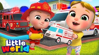 Garbage Truck Firetruck Ambulance Song  Kids Songs amp Nursery Rhymes by Little World [upl. by Hetty212]