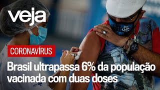 Coronavírus Brasil ultrapassa marca de 6 da população vacinada com duas doses [upl. by Wager]