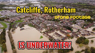 CATCLIFFE ROTHERHAM FLOODING  OCTOBER 2023  Drone Footage [upl. by Ahsilet]