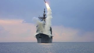 U S Navy Destroyer launches Tomahawk cruise missiles [upl. by Tadd]