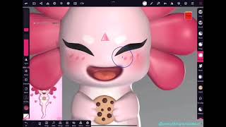 Drawing then sculpting a kawaii axolotl  Nomad and Procreate timelapse [upl. by Ymmak]