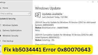 Fix Windows 10 kb5034441 Error 0x80070643 [upl. by Esmaria]