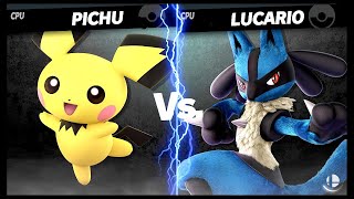 Pichu LV 9 VS Lucario LV 1 CPU Battle Super Smash Bros Ultimate [upl. by Ilise]