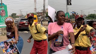 KIITAN BUKOLA OLAYINKA SOLOMON JOINS LAGOS TRAFFIC MAN DURING ANGEL EYES MOVIE AWARENESS [upl. by Artenra]