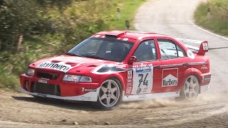 Mitsubishi Lancer Evo VI Rally Car Starts Action amp Turbo AntiLag Backfires [upl. by Uwkuhceki]