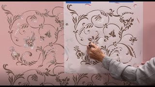 How to Paint a Realistic Floral Mural with Depth Dimension amp Wall Stencils [upl. by Ahsaetan]