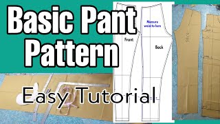 How to make basic trousers pattern paano gumawa pant pattern by madamlods [upl. by Chainey]