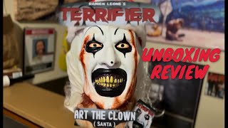 ART THE CLOWN SANTA TINSLEY MASK UNBOXING AND REVIEW  TERRIFIER 3 [upl. by Garneau]