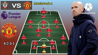 Southampton vs Manchester United  Squad Depth Manchester United With Casemiro amp Malacia 4231 [upl. by Gatias185]