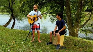 Follow the Sun Xavier Rudd cover Guitar and Cajon outdoors [upl. by Johiah]