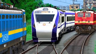 THREE TRAIN CROSSING IN SAME TRACK  BUMPY RAILROAD  RAILWORK  INDIAN TRAINSIM  TRAIN SIMULATOR [upl. by Grekin]