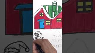 Easy Drawing Christmas Decor christmashouse shortstoday shortsfeed howtodraw art [upl. by Marcela]