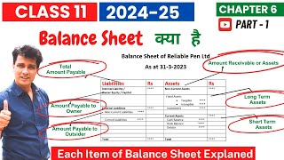 Balance Sheet को समझते है  Balance Sheet Accounting in Finance  Class 11  Chapter 6  Part 1 [upl. by Ttereve]