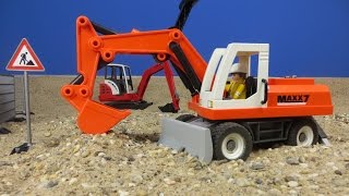 Bagger amp Lastwagen Kinderfilm auf der Bruder  Playmobil Baustelle deutsch [upl. by Keir]