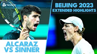 INCREDIBLE Carlos Alcaraz vs Jannik Sinner Shotmaking  Beijing 2023 Extended Highlights [upl. by Nirrat]