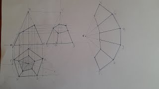 Development of a truncated Pentagonal pyramid Example 7SURFACE DEVELOPMENT [upl. by Fassold]