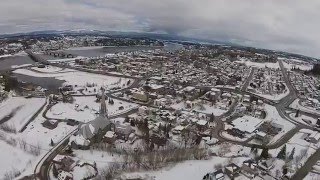 Vue aérienne de Ville de Saguenay  Pulperie de Chicoutimi et Quartier du Bassin [upl. by Lokcin]