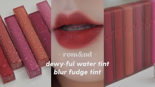 giveaway review amp swatch💄 romand blur fudge tint amp dewyful water tint  kieuchinh2706 [upl. by Yunfei]