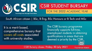 Bursaries  CSIR bursaries 2022  CSIR Bursary Part 1  Part 1 on CSIR bursaries requirements [upl. by Enilarac]