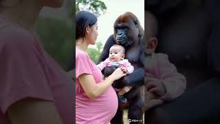 A woman pregnant with a gorilla child animals lovely cute poorgorilla [upl. by Iveson625]