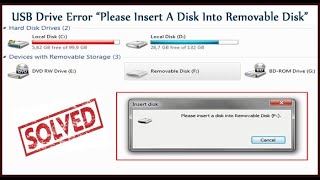 how to fix usb drive error please insert a disk there is no disk in the drive [upl. by Delmer]