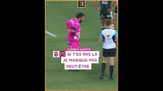 TOP 14  J14 Léchange sympa entre larbitre M Rousselet et Clément Castets sur un essai refusé [upl. by Lesley807]