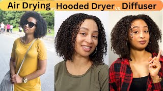 How To Dry Your Natural Hair Air Drying VS Hooded Dryer VS Diffusing Your Curls [upl. by Ashby]